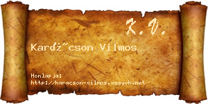 Karácson Vilmos névjegykártya