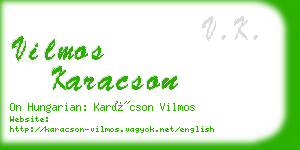 vilmos karacson business card